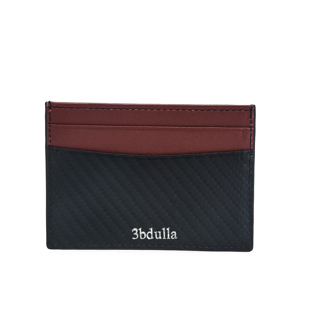 Black & Maroon Carbon Fiber Cardholder