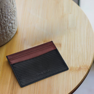 Black & Maroon Carbon Fiber Cardholder