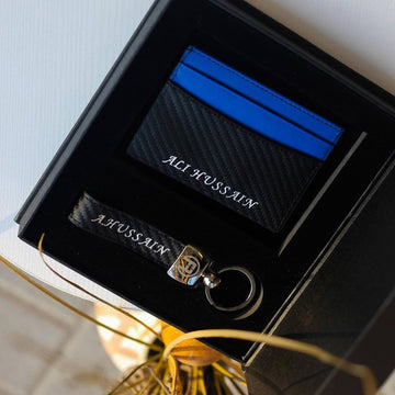 Carbon Fiber Blue - Set of Two (Cardholder + Keychain)