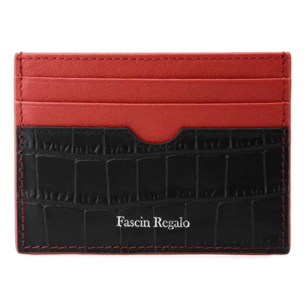 Black & Red Croco Cardholder