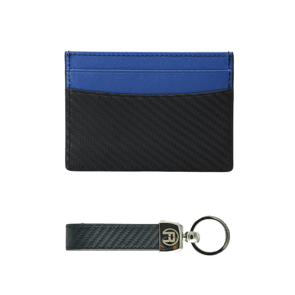 Carbon Fiber Blue - Set of Two (Cardholder + Keychain)