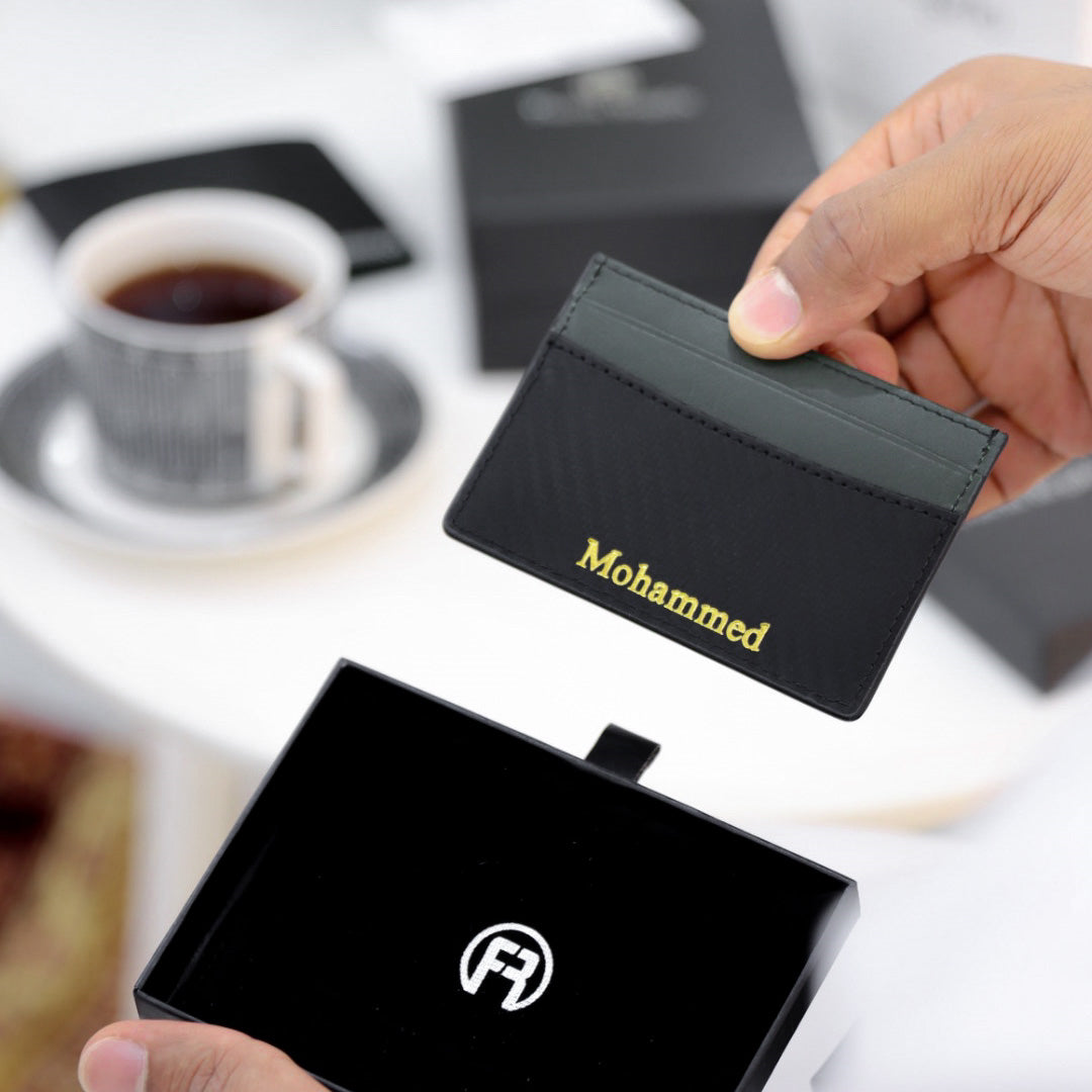 Fascin Carbon Fiber Green Cardholder