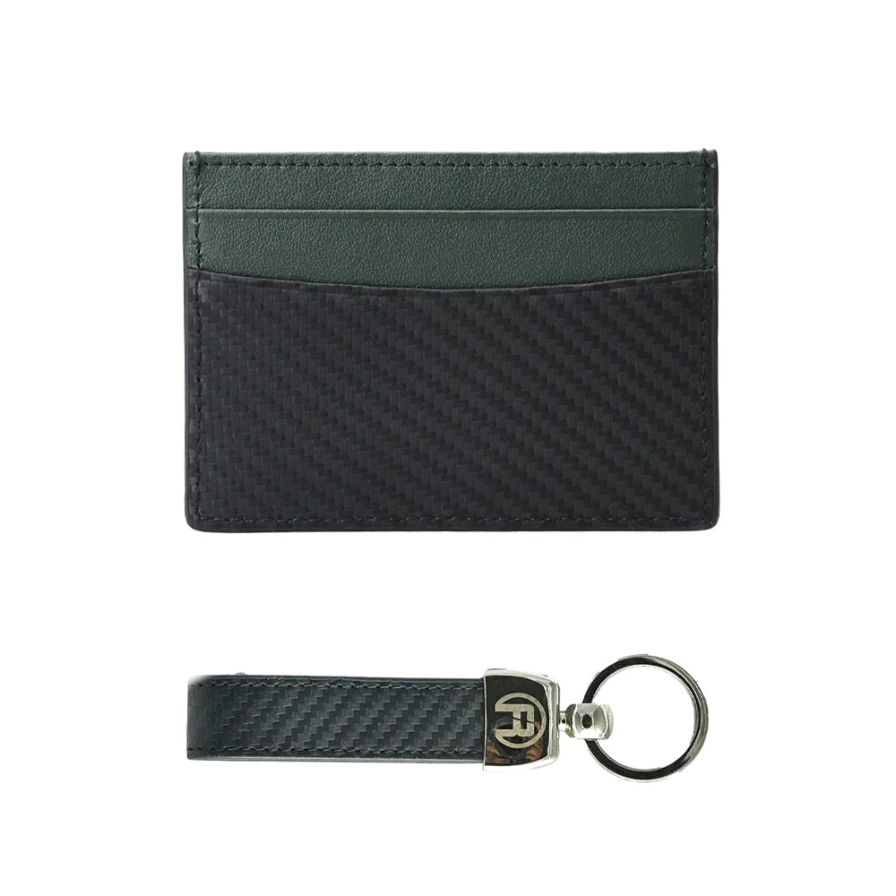 Carbon Fiber Green - Set of Two (Cardholder + Keychain)