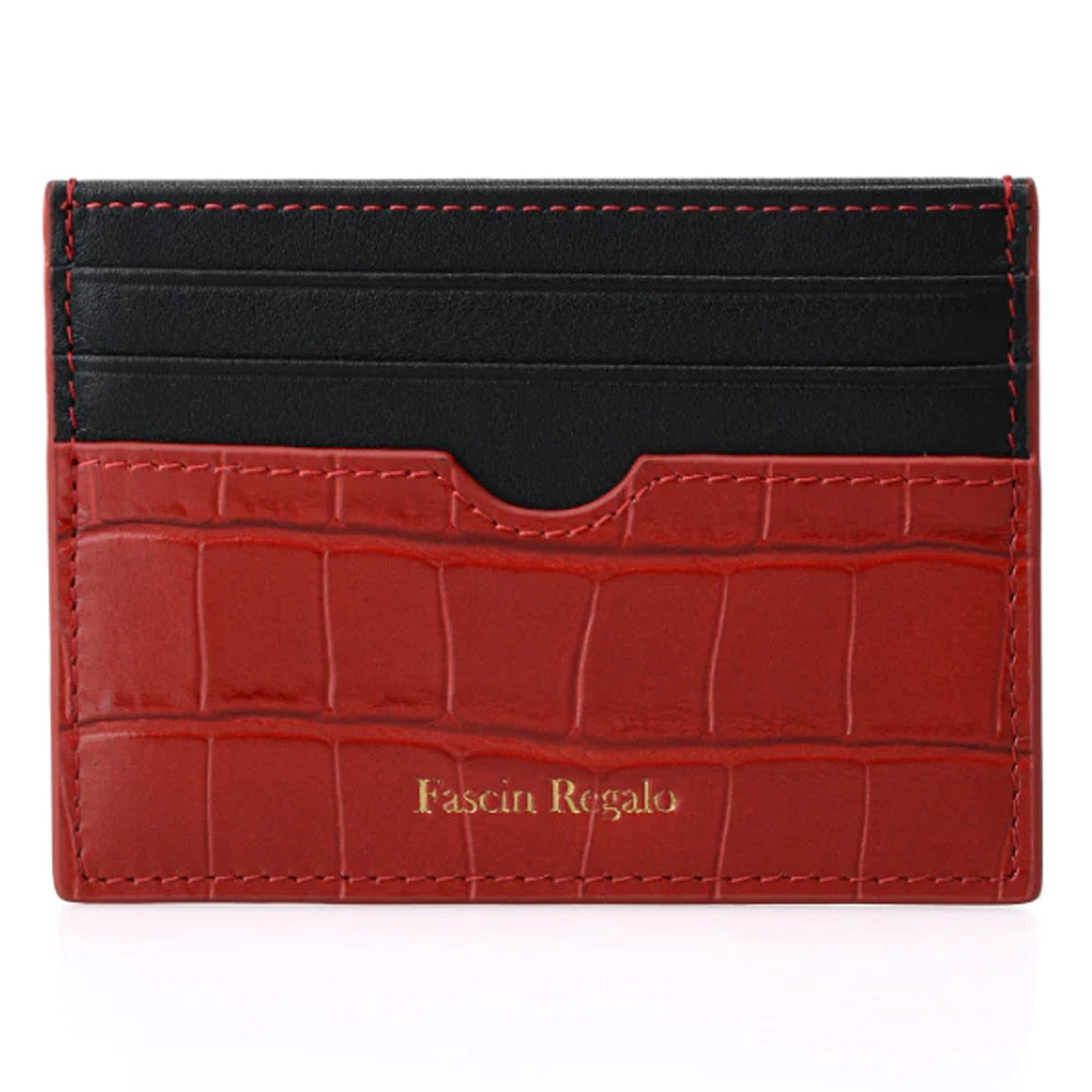 Red & Black Croco Cardholder