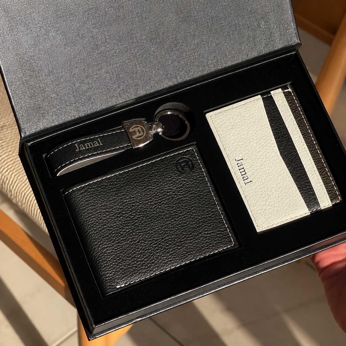 Handmade Leather Three Set – Black & White