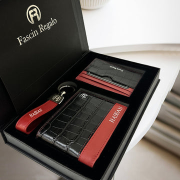 Black croco and Red - Set of Three