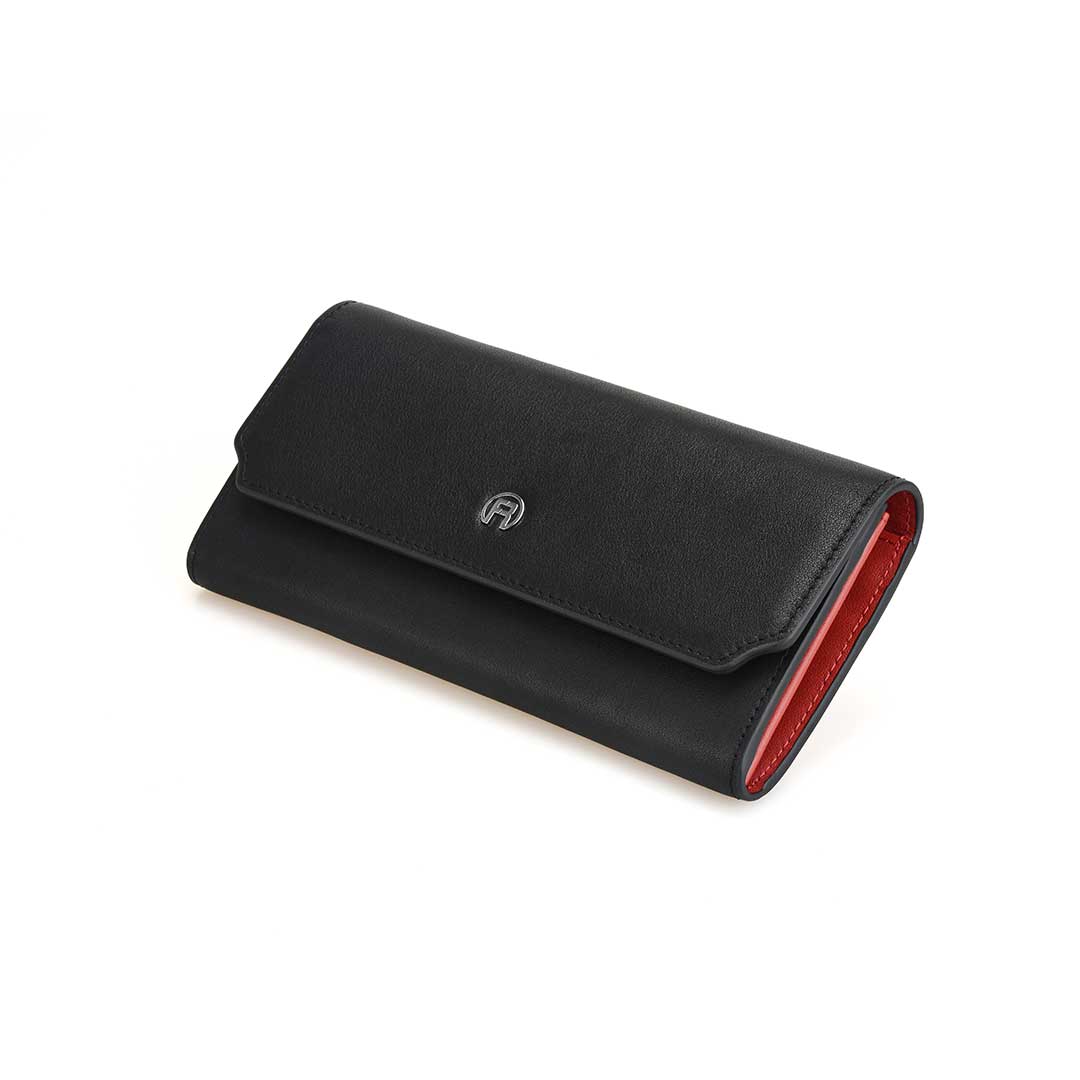 Black And Red Long Zip Wallet