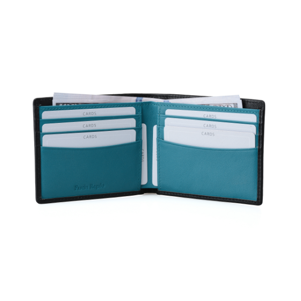 Black and Sea Blue Men Wallet