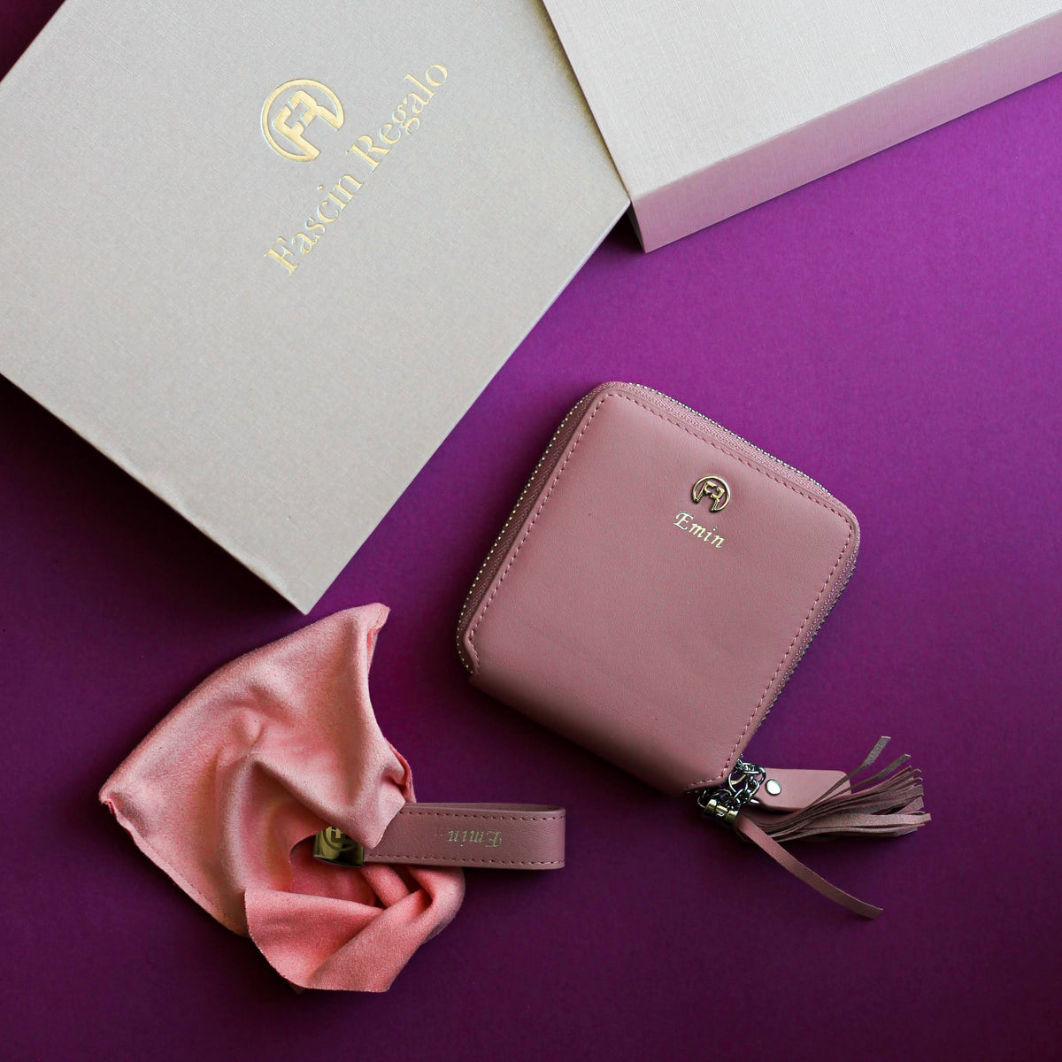 Pink Women Set of Two(zipwallet+keyholder)