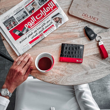 Black croco and Red - Set of Two(keyholder+Wallet)