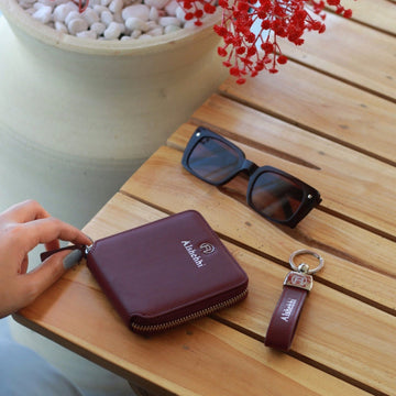 Maroon Women Set of Two(keyholder+zipwallet)