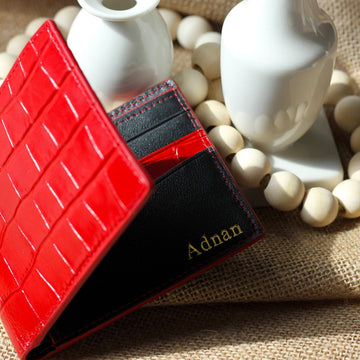 Red & Black Croco Men Wallet