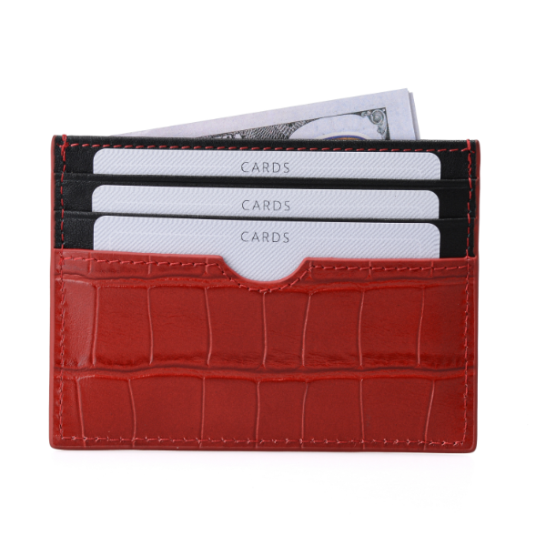 Red & Black Croco Cardholder
