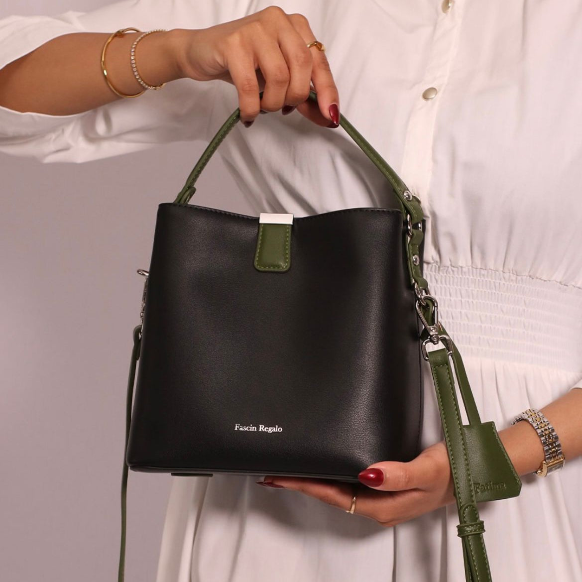 Black & olive Green On the Go(Tote Bag)
