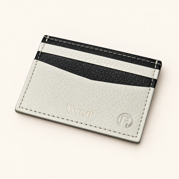 Handmade Leather Card Holder – White & Black