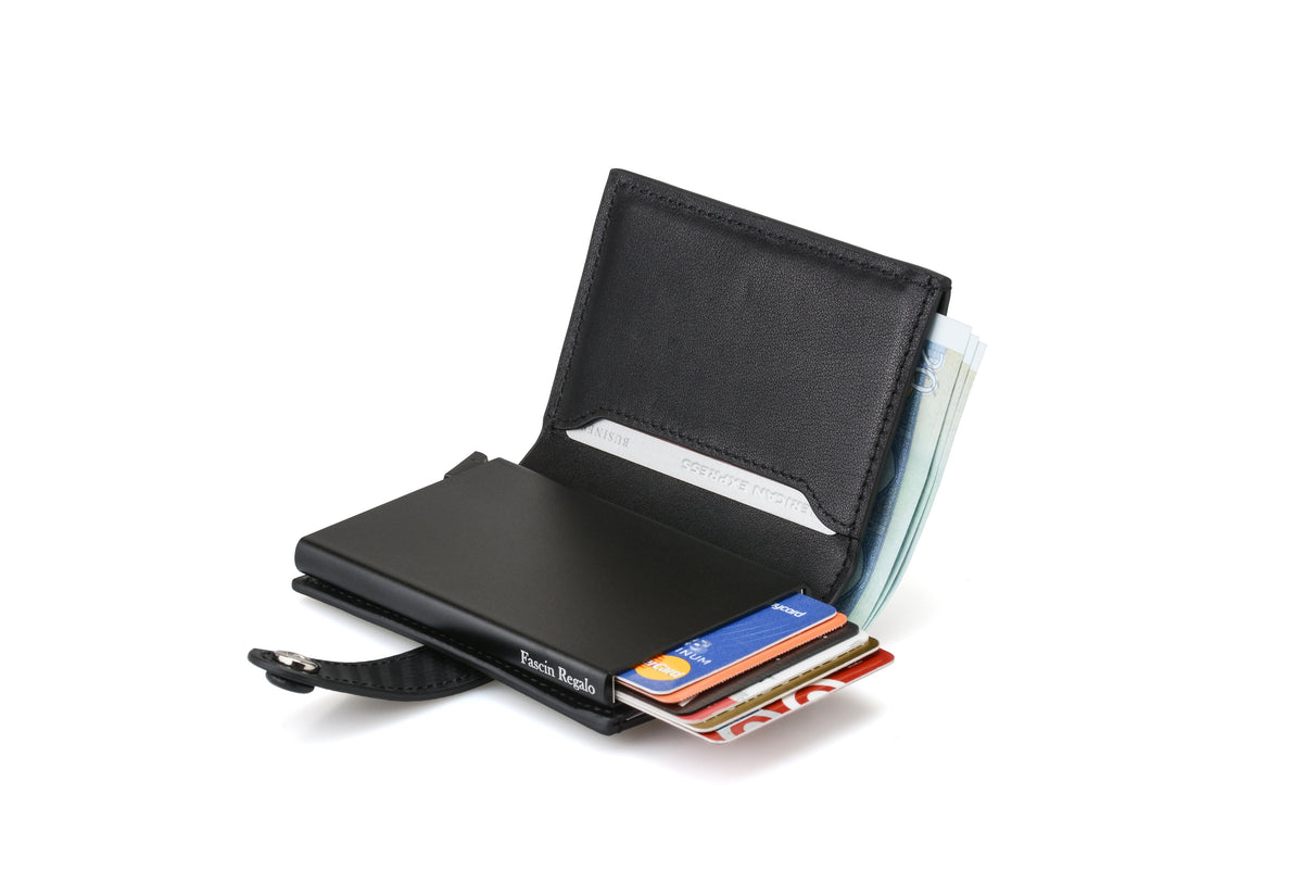 Carbon Fiber Black Pop Up Wallet