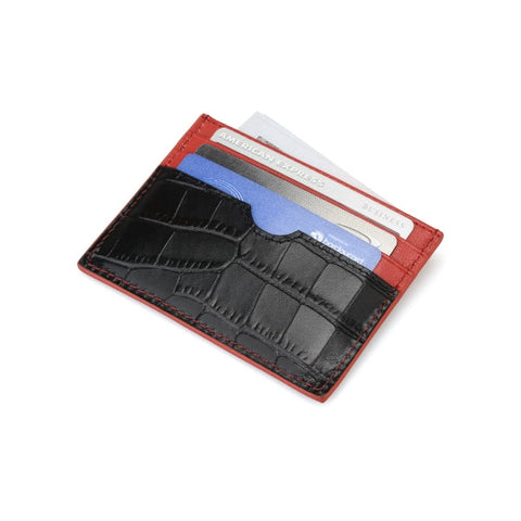 Black & Red Croco Card Holder