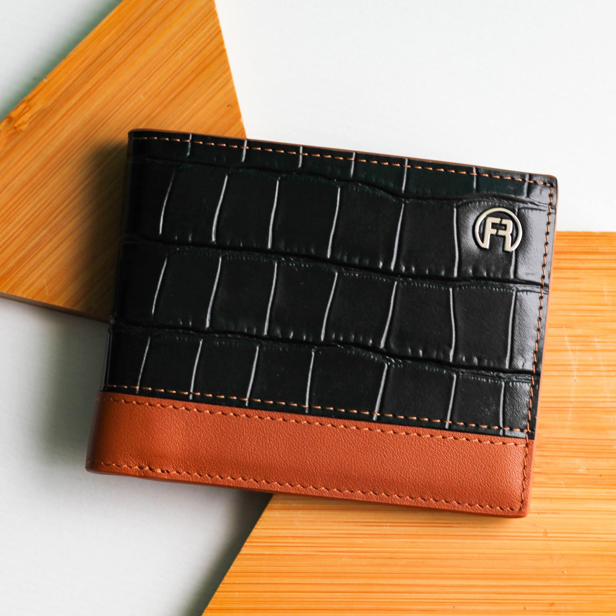 Black and Brown Croco Men Wallet